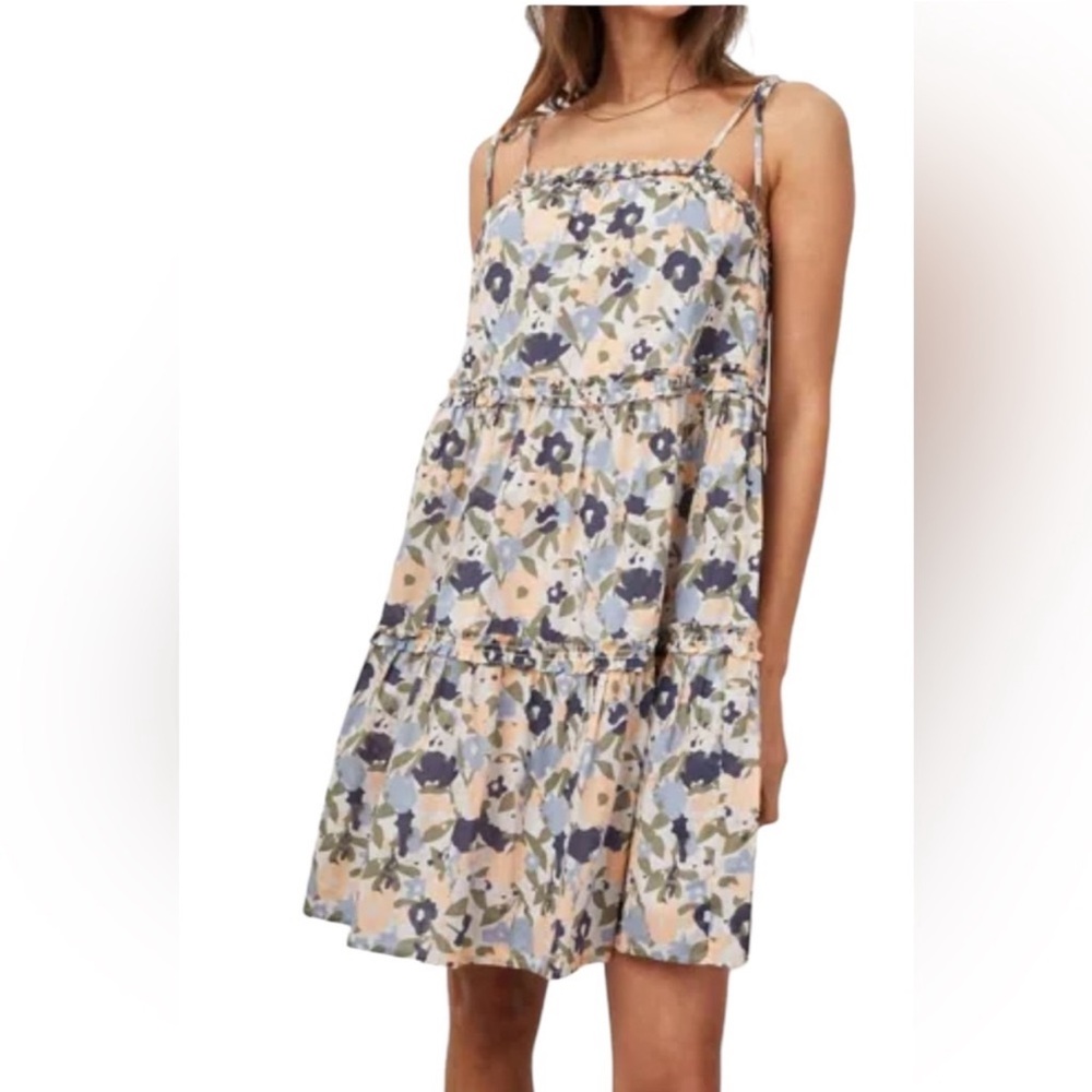 Rails Floral Tiered Sundress in Blue, Cream, Green